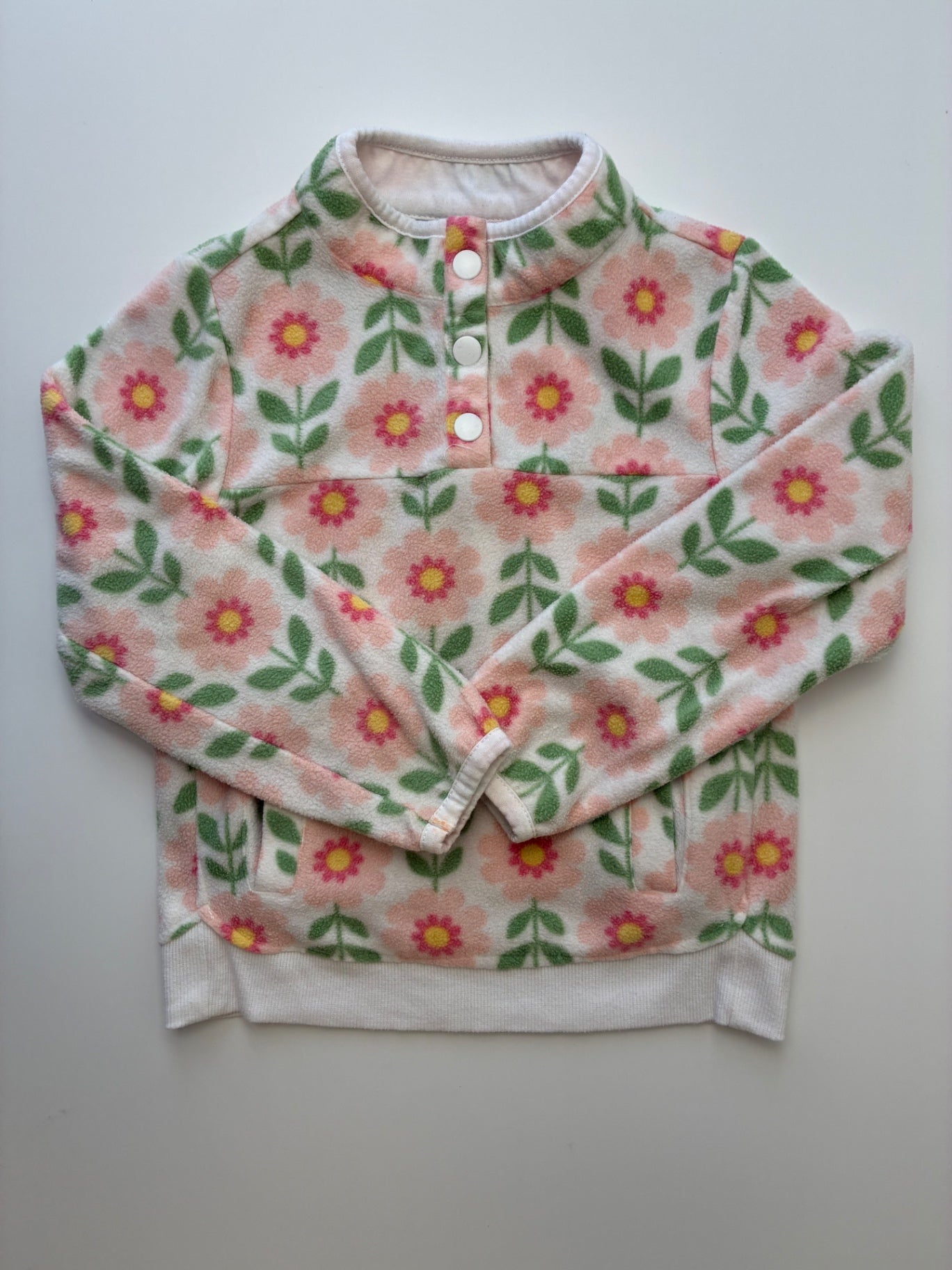 Happily Grey Sweatshirt - Pink Floral Fleece 1/4 Zip | size 4T