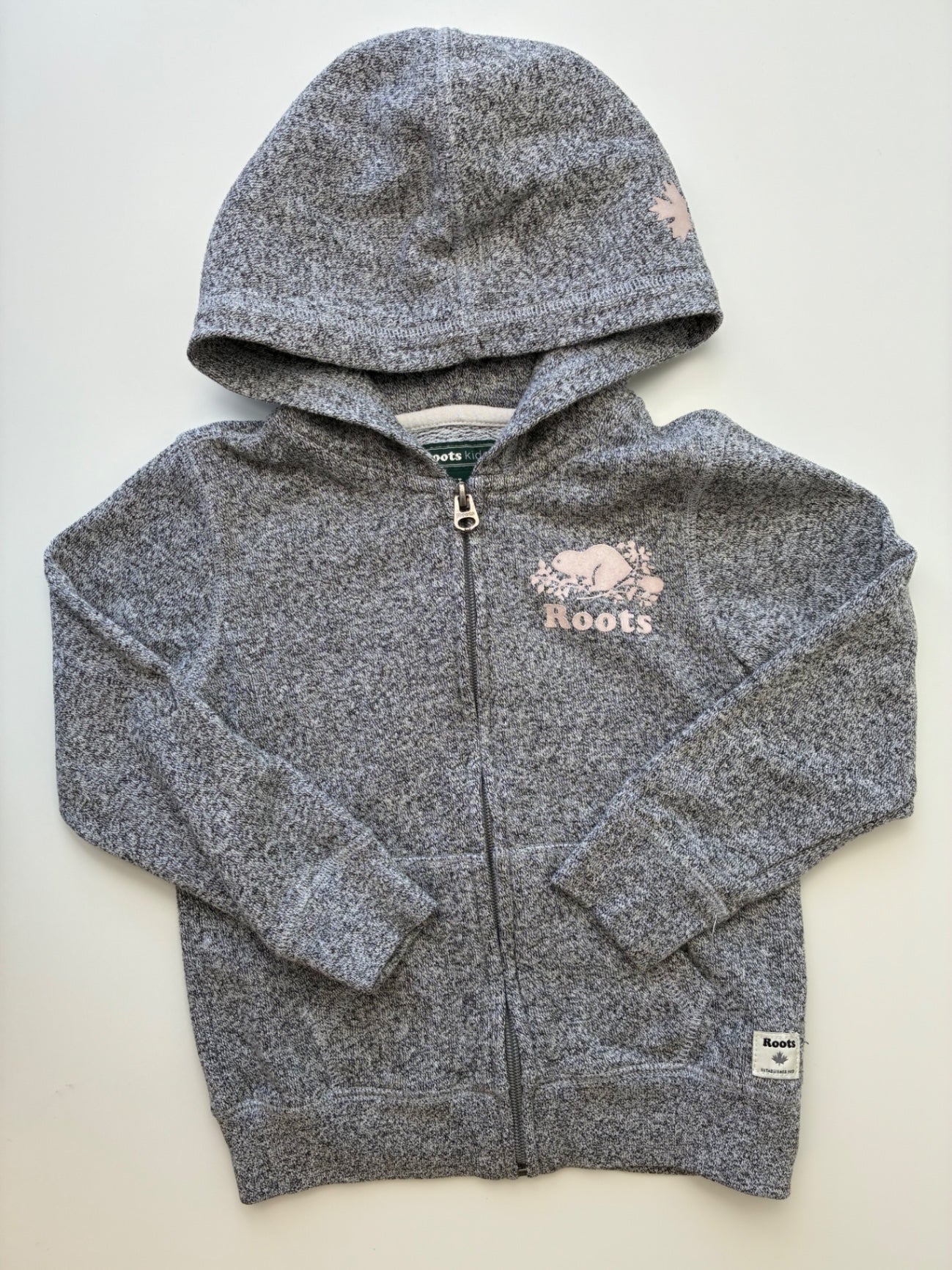 Roots Sweatshirt - Gray Heathered Full Zip Hoodie | size 5T
