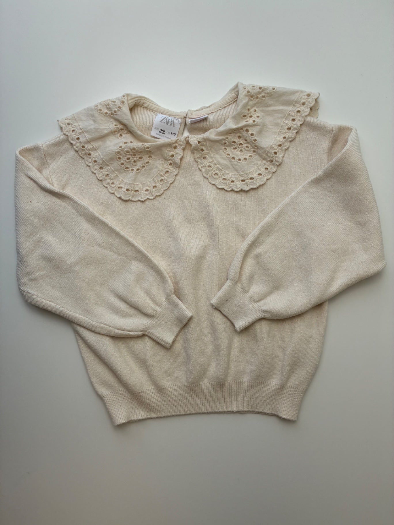 Zara Sweater - Cream Eyelet Collar | size 4T/5T