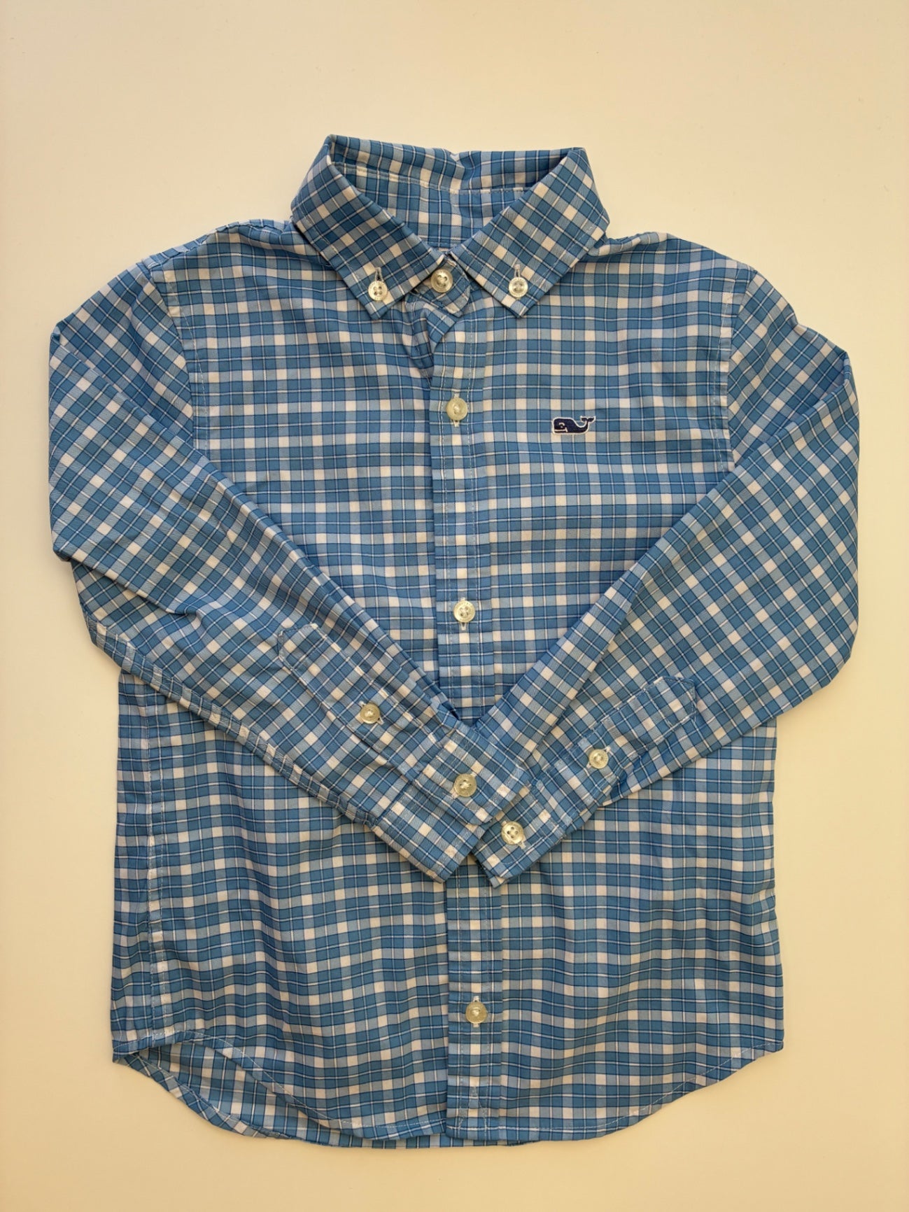 Vineyard Vines Shirt - Blue On-The-Go Performance Plaid Button Down | size 3T