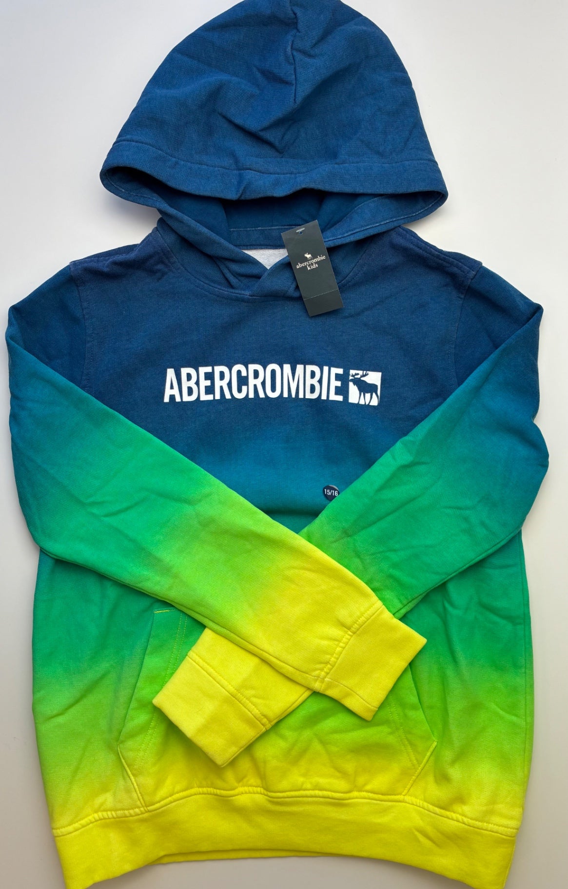 Abercrombie Kids Sweatshirt - Blue Ombré Hoodie | size 15/16