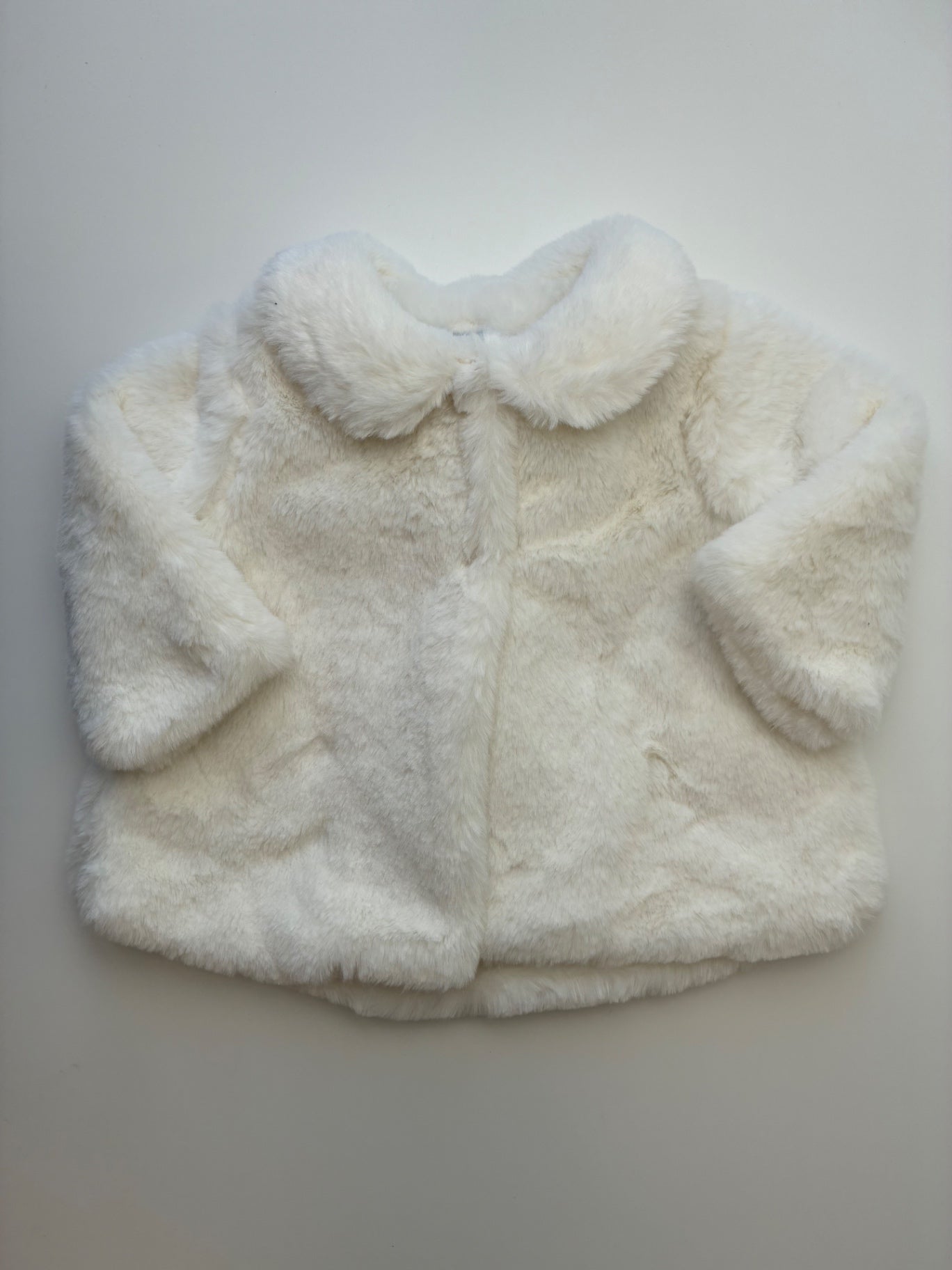 Luli & Me Jacket - Cream Cozy Fuzzy Long Coat | size 6 Months