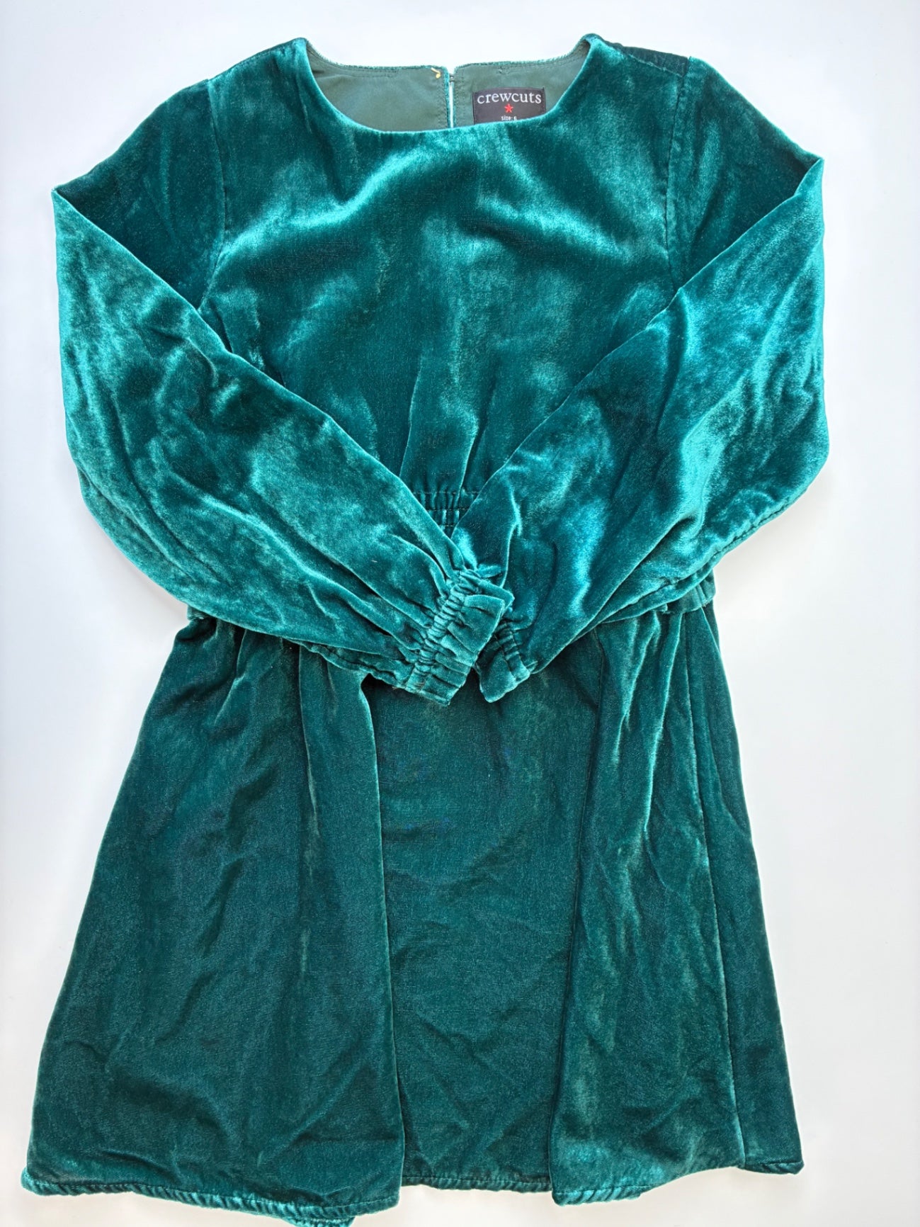 Crewcuts Dress - Green Velvet Long Sleeve | size 6
