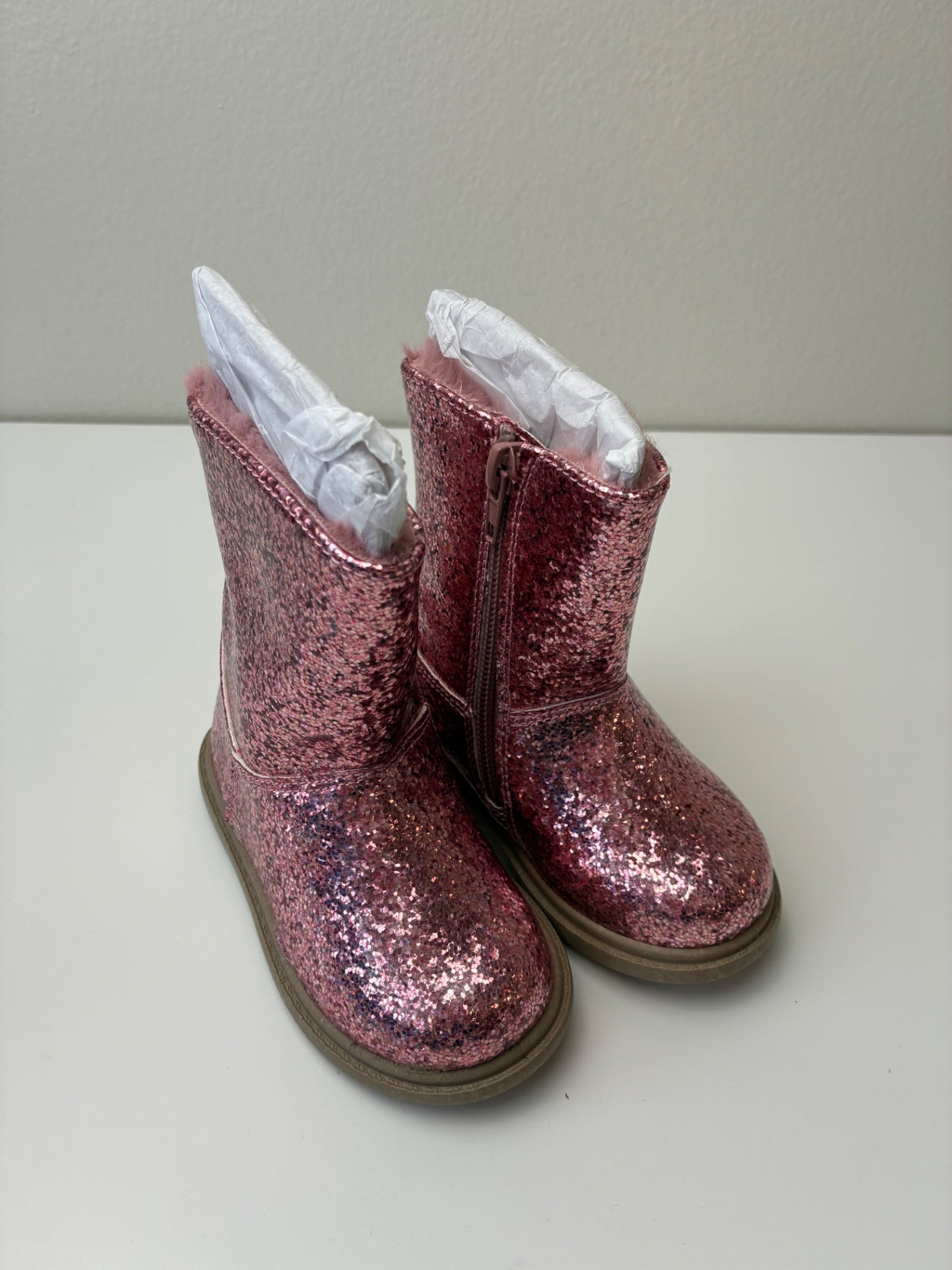 Rachel Shoes Shoes - Pink Glitter Fur Lined Boot | size Shoe 6