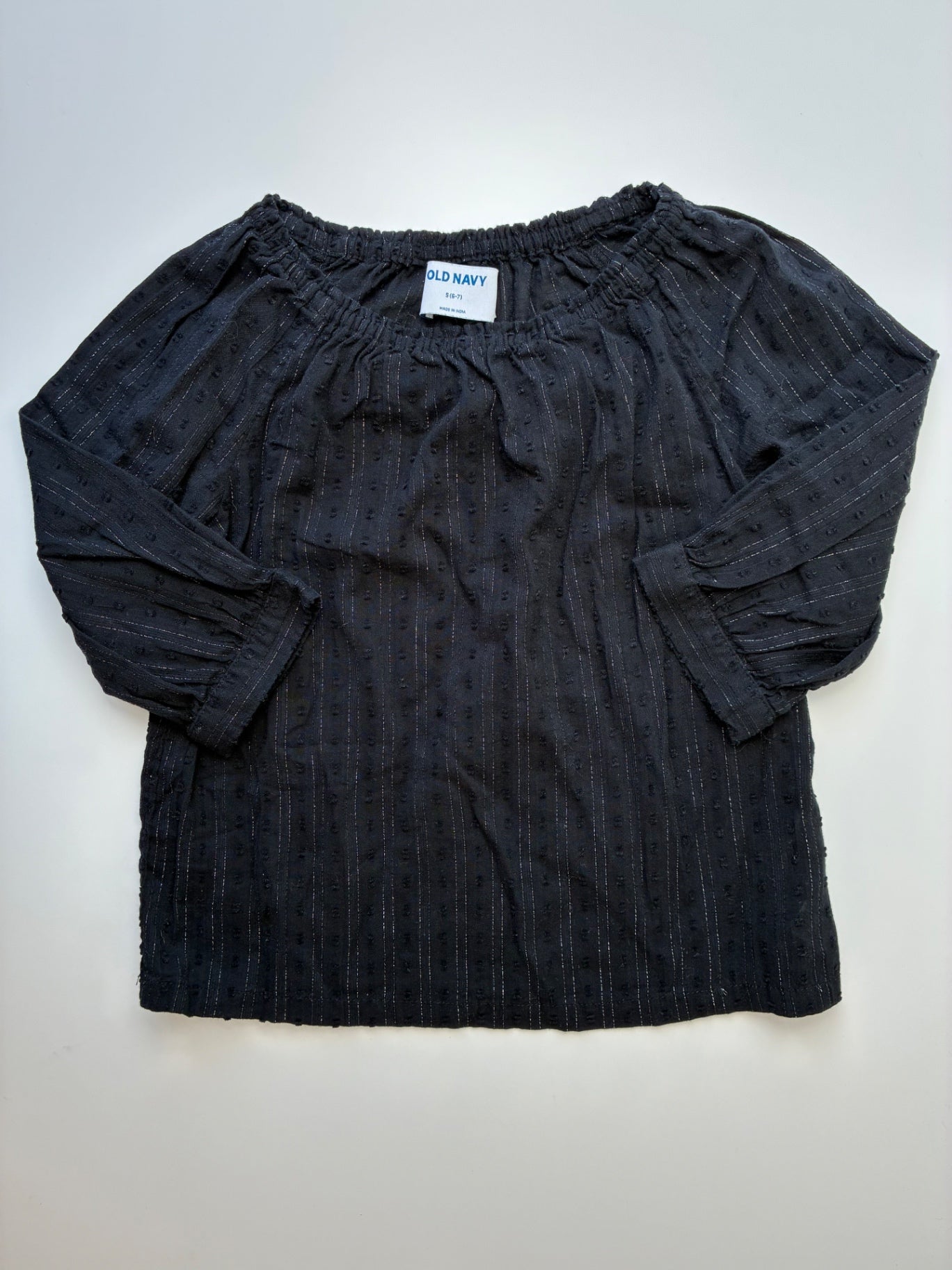 Old Navy Shirt - Black Metallic Stripe Blouse | size 6/7