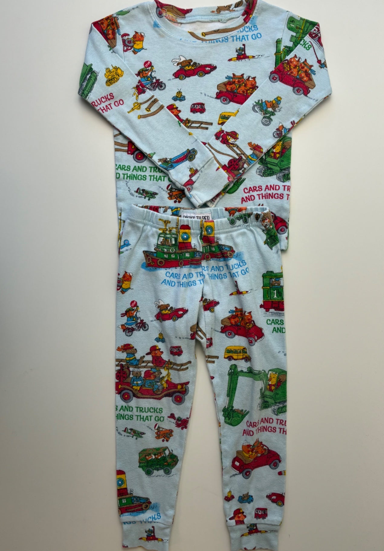 Books to Bed 2 Piece Ensemble - Blue 'Cars and Trucks' Pajamas | size 3T
