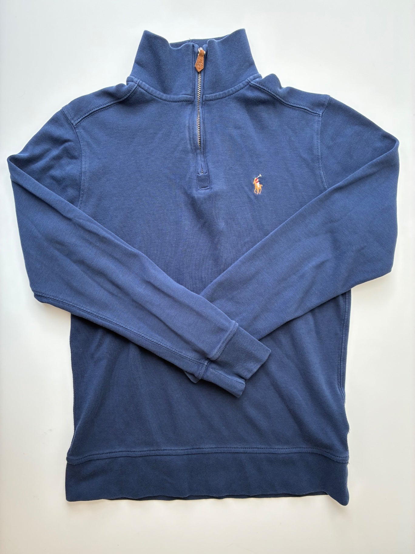 Polo Ralph Lauren Sweatshirt - Navy Blue 100% Cotton 1/4 Zip | size 10/12