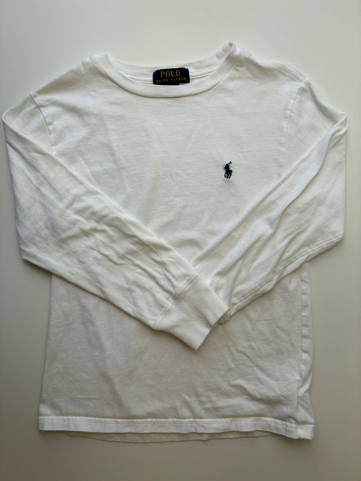 Polo Ralph Lauren Long Sleeve T-Shirt - White 100% Cotton | size 8