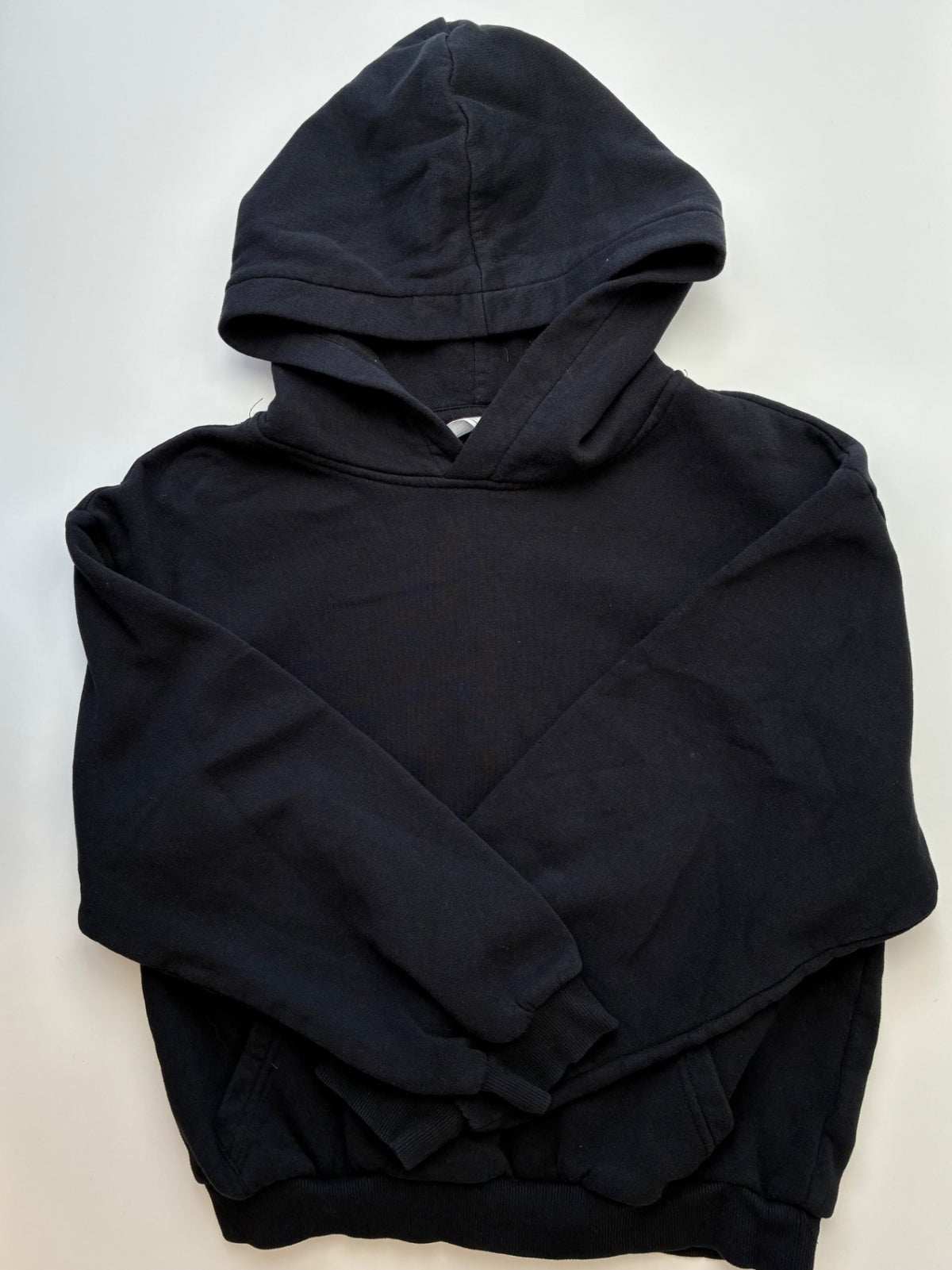 H&M Sweatshirt - Black Cropped Hoodie | size 12/14