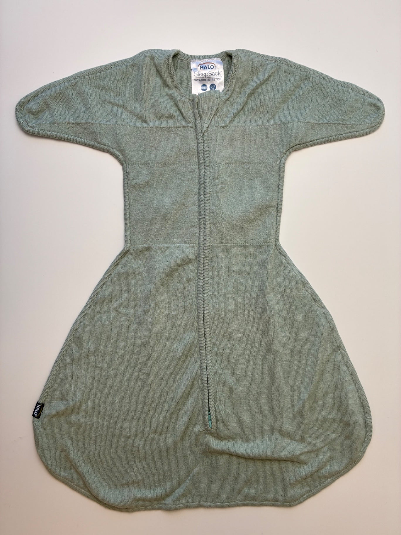Halo Sleepsack - Green 100% Cotton Swaddlestretch | size 0 - 3 Months