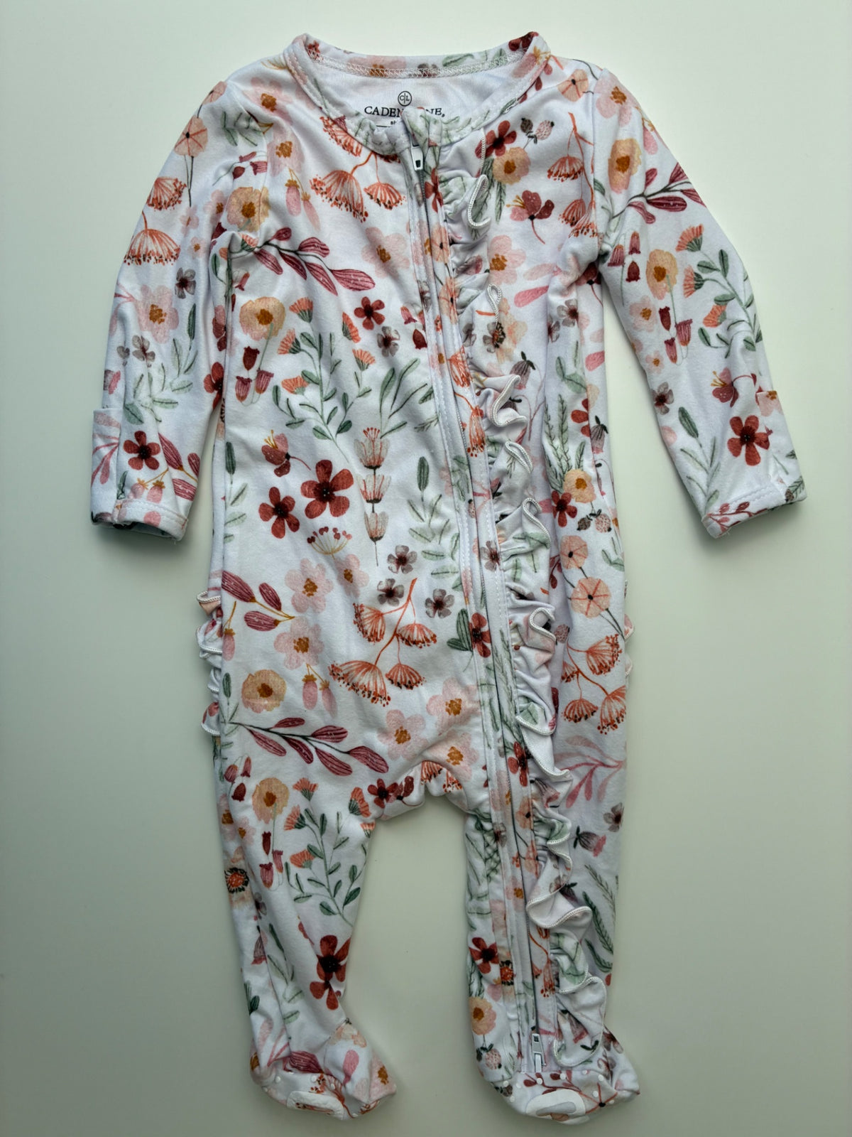 Caden Lane Onesie - White Floral | size 0 - 3 Months