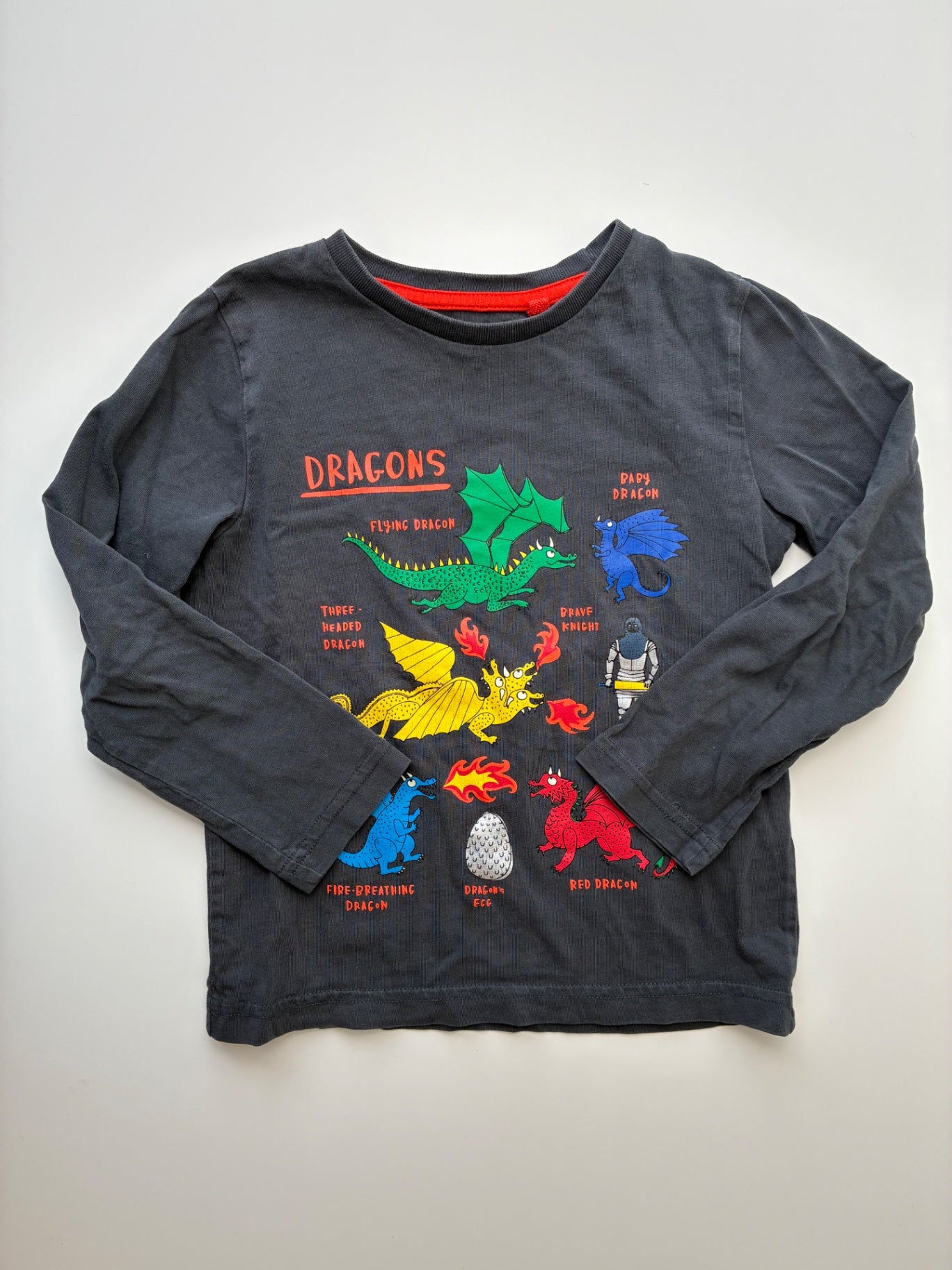 Mini Boden Long Sleeve T-Shirt - Gray Dragon Graphic | size 4T/5T