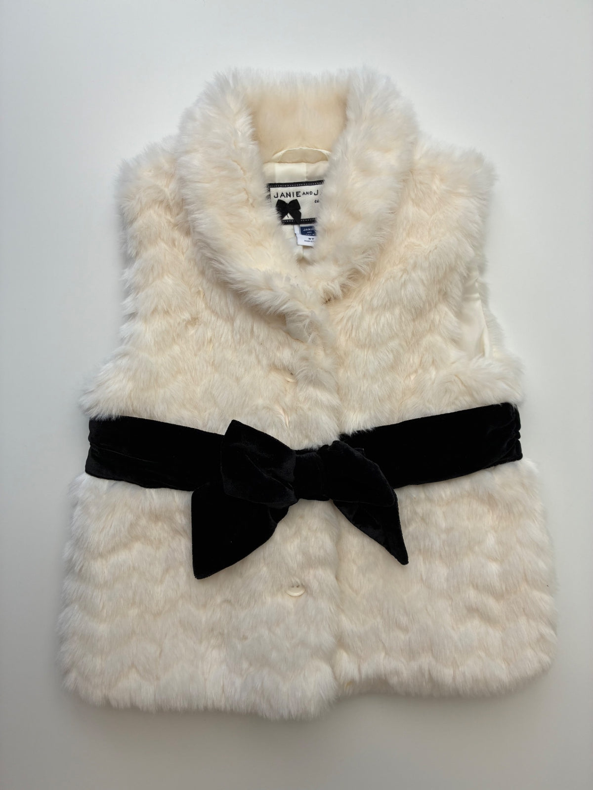 Janie and Jack Jacket - Cream Faux Fur Vest | size 2T