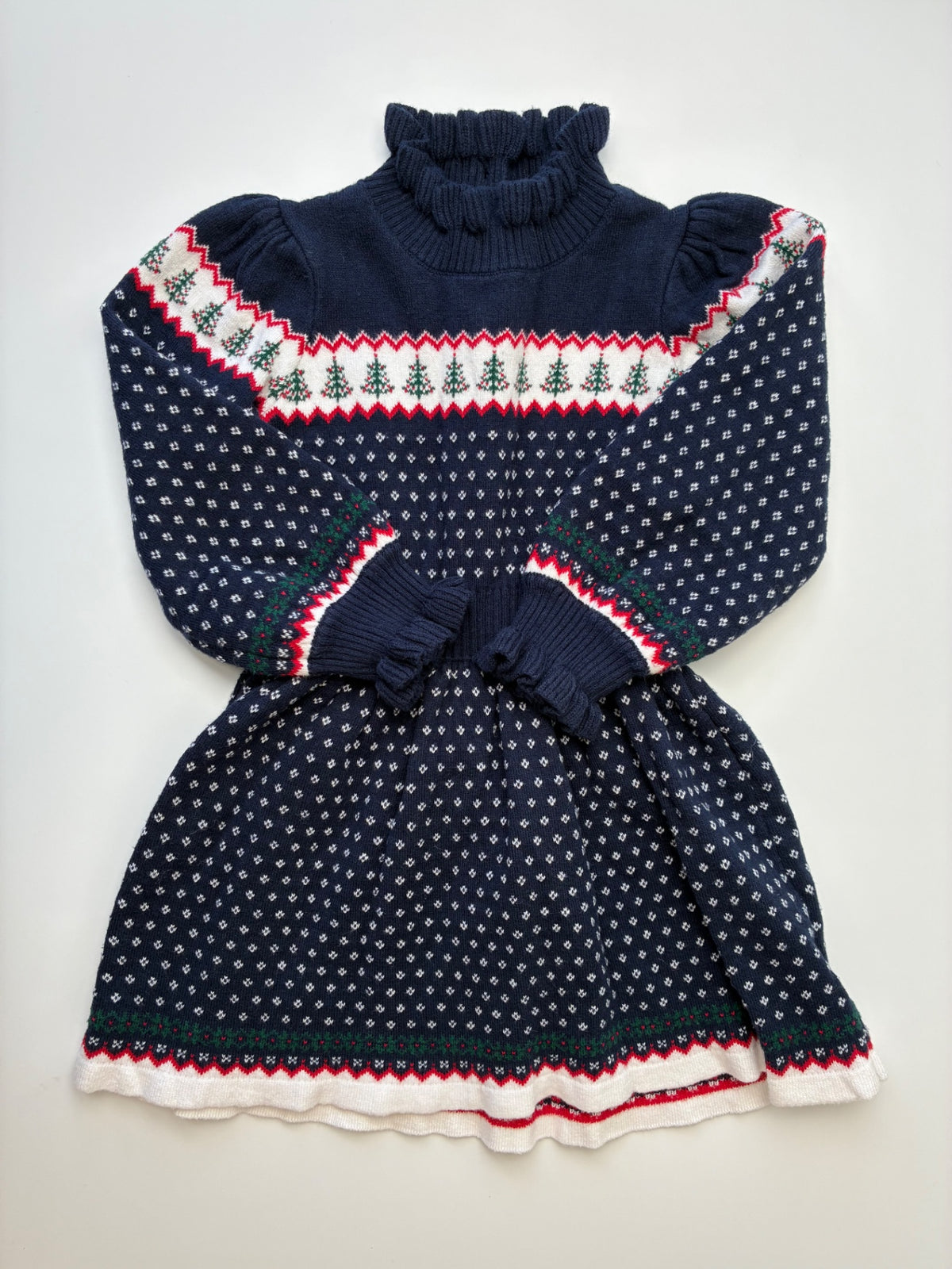 Janie and Jack Dress - Navy Blue Fair Isle Knit | size 2T