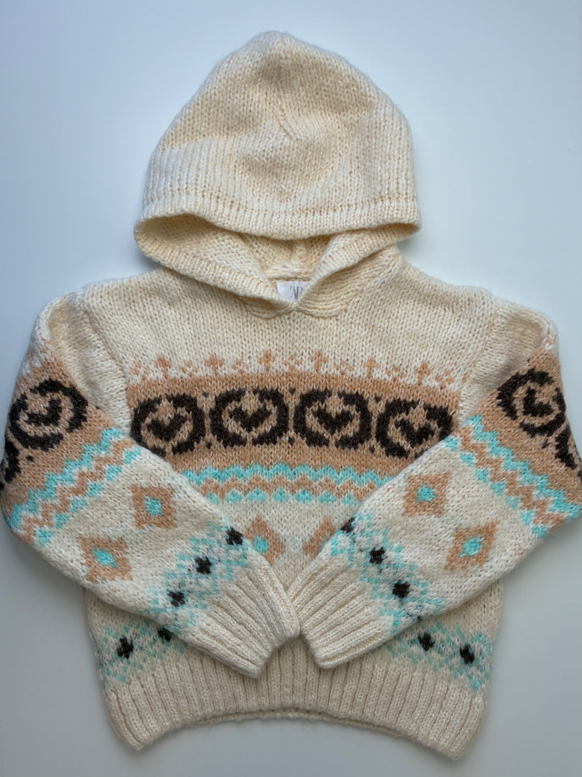 Zara Sweater - Cream Fair Isle w/ Hood | size 9/10