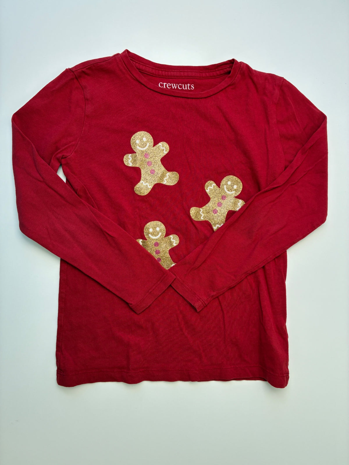 Crewcuts Long Sleeve T-Shirt - Red Glitter Gingerbread | size 6/7