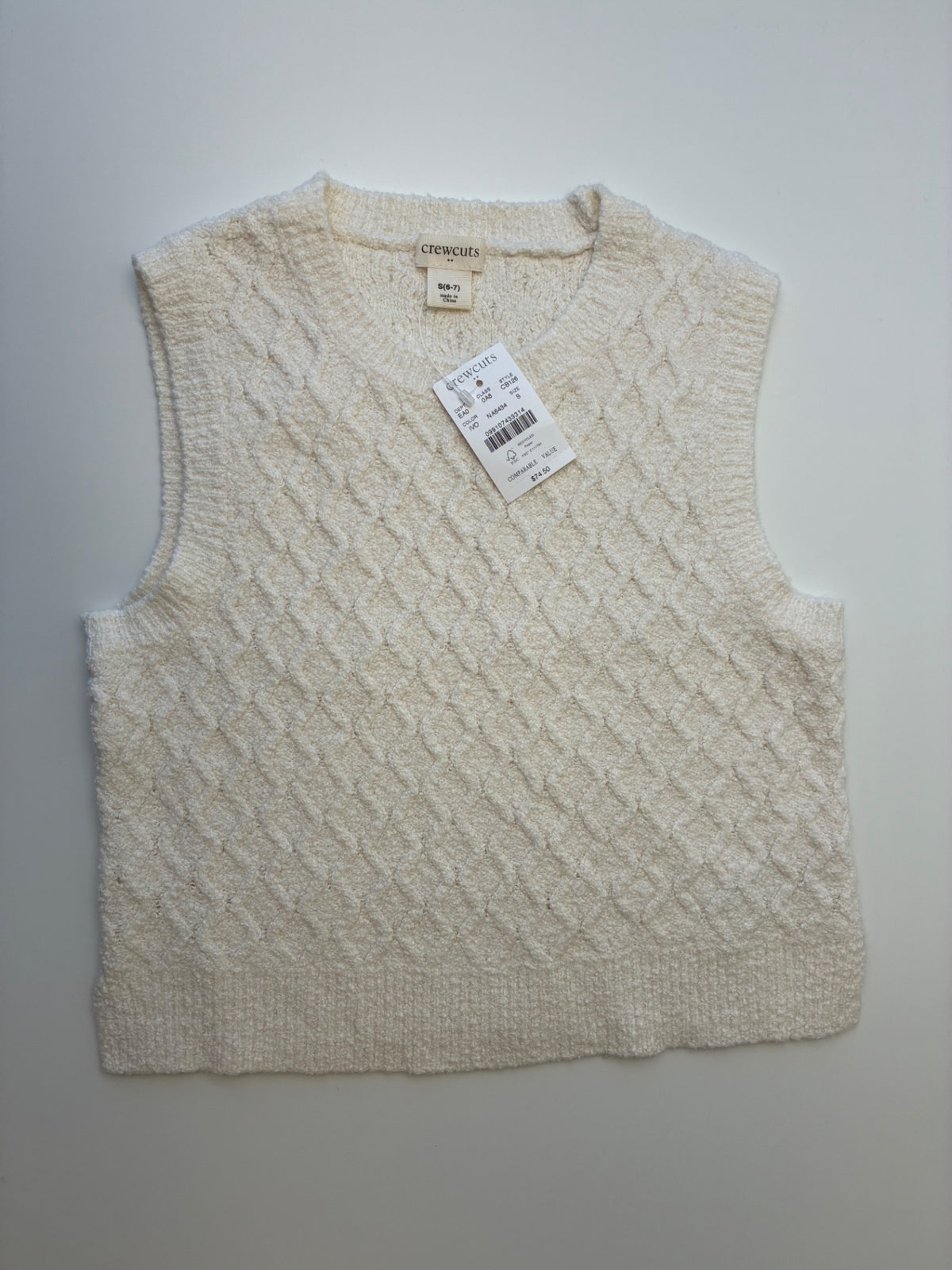 Crewcuts Sweater - Cream Knit Vest | size 6/7