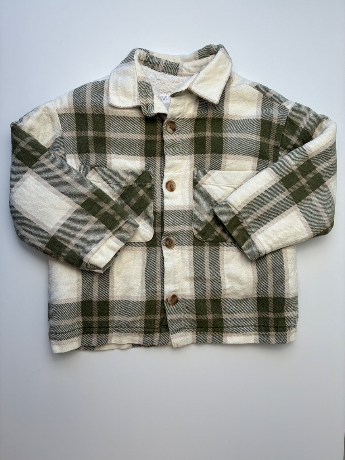 Zara Jacket - Green Sherpa Lined Plaid | size 3T/4T