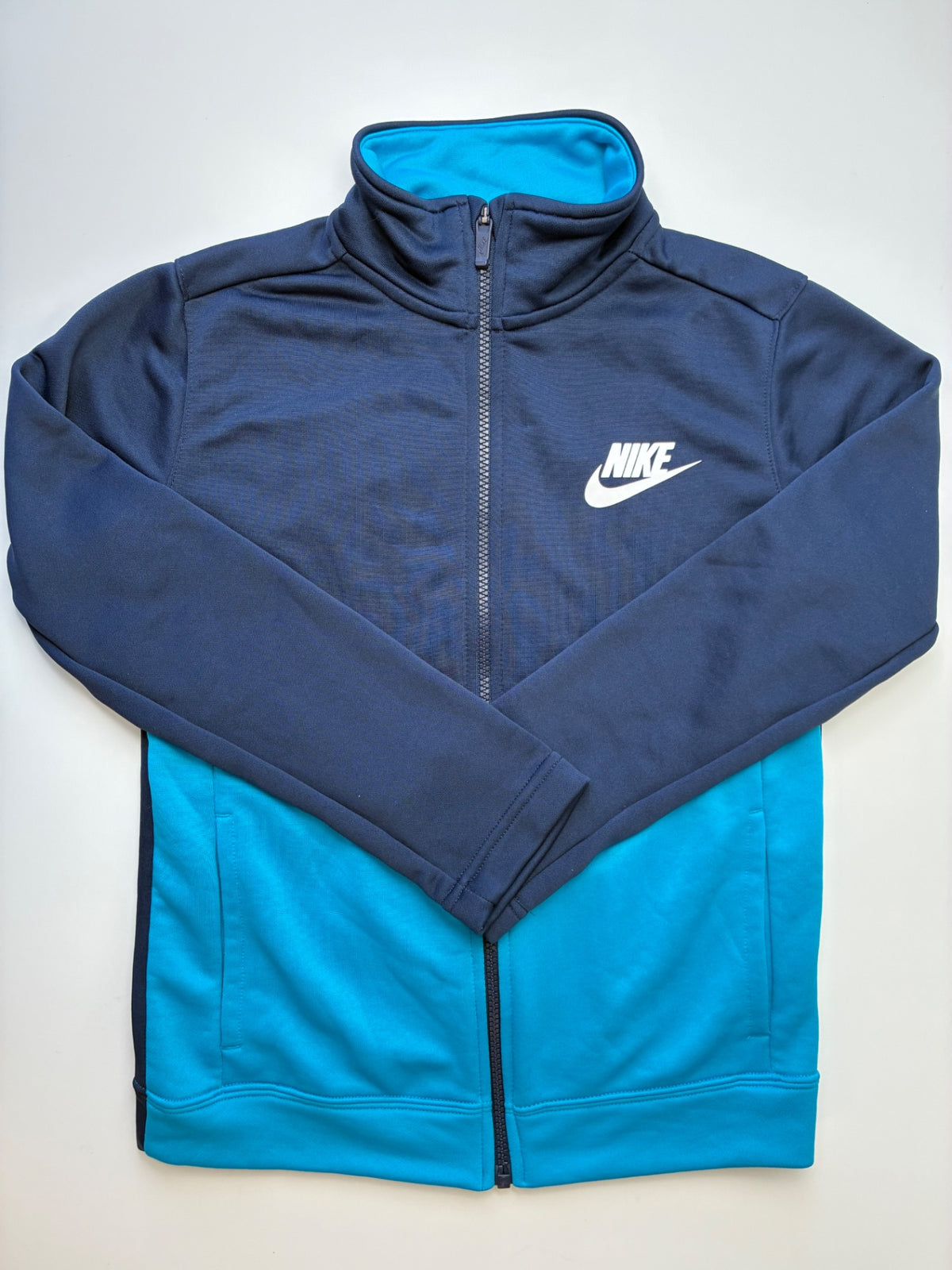 Nike Sweatshirt - Blue Color Block Zip Up | size 10/12