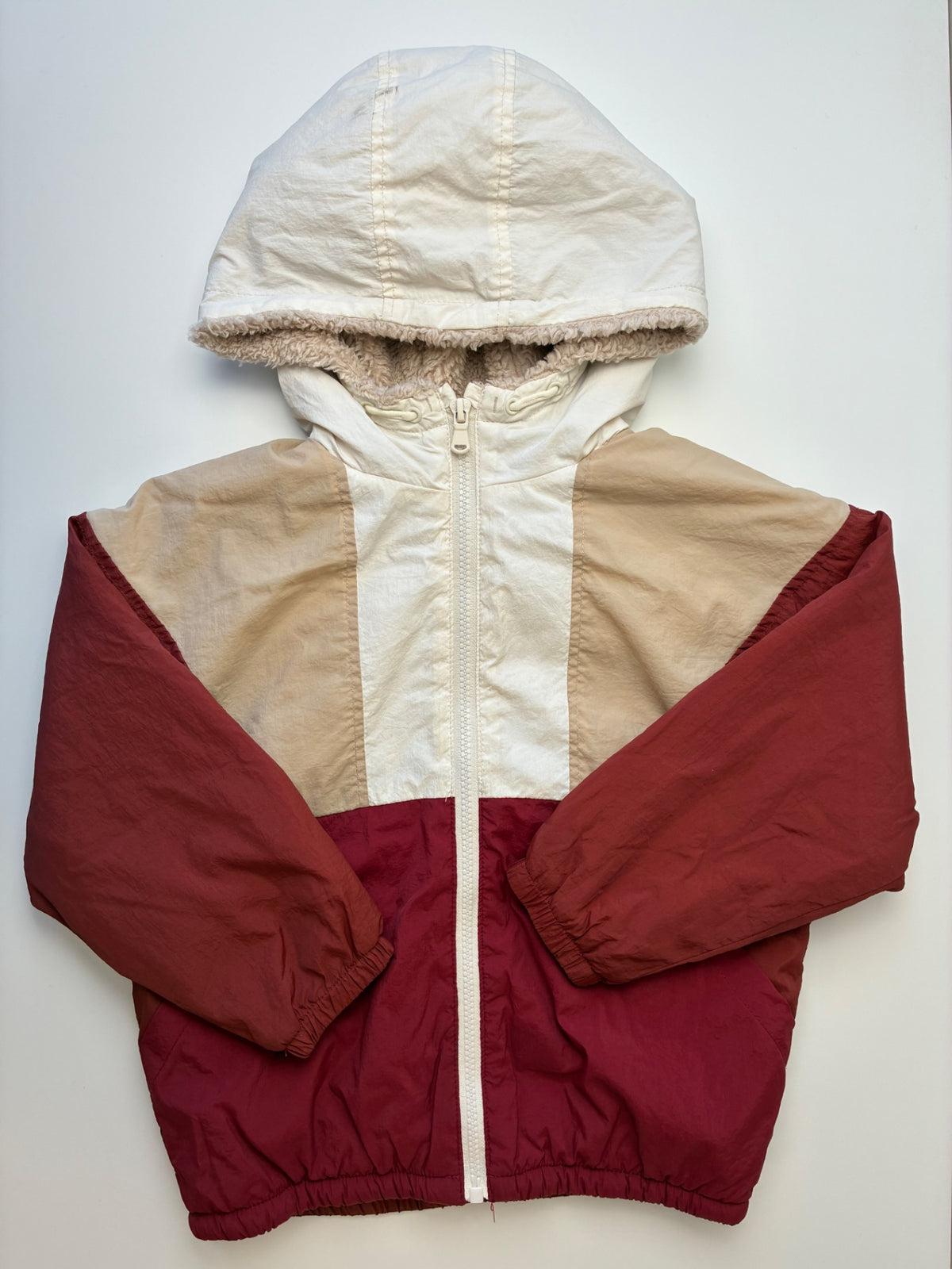 Zara Coat - Red Sherpa Lined Color Block | size 4T/5T