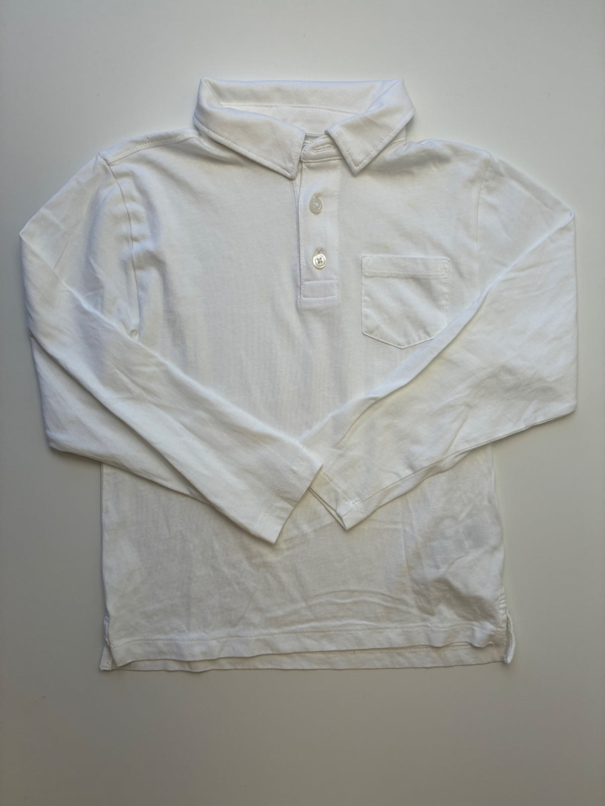 Crewcuts Shirt - White 100% Cotton Long Sleeve Polo | size 4T/5T