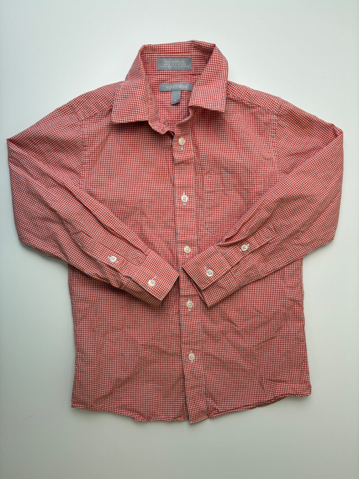 Nordstrom Shirt - Orange 100% Cotton Gingham Button Up | size 5T