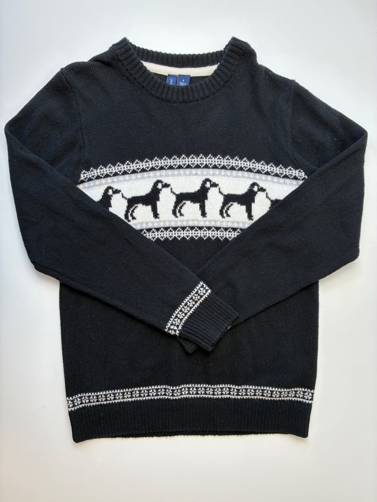 Janie and Jack Sweater - Black Dog Fair Isle | size 8