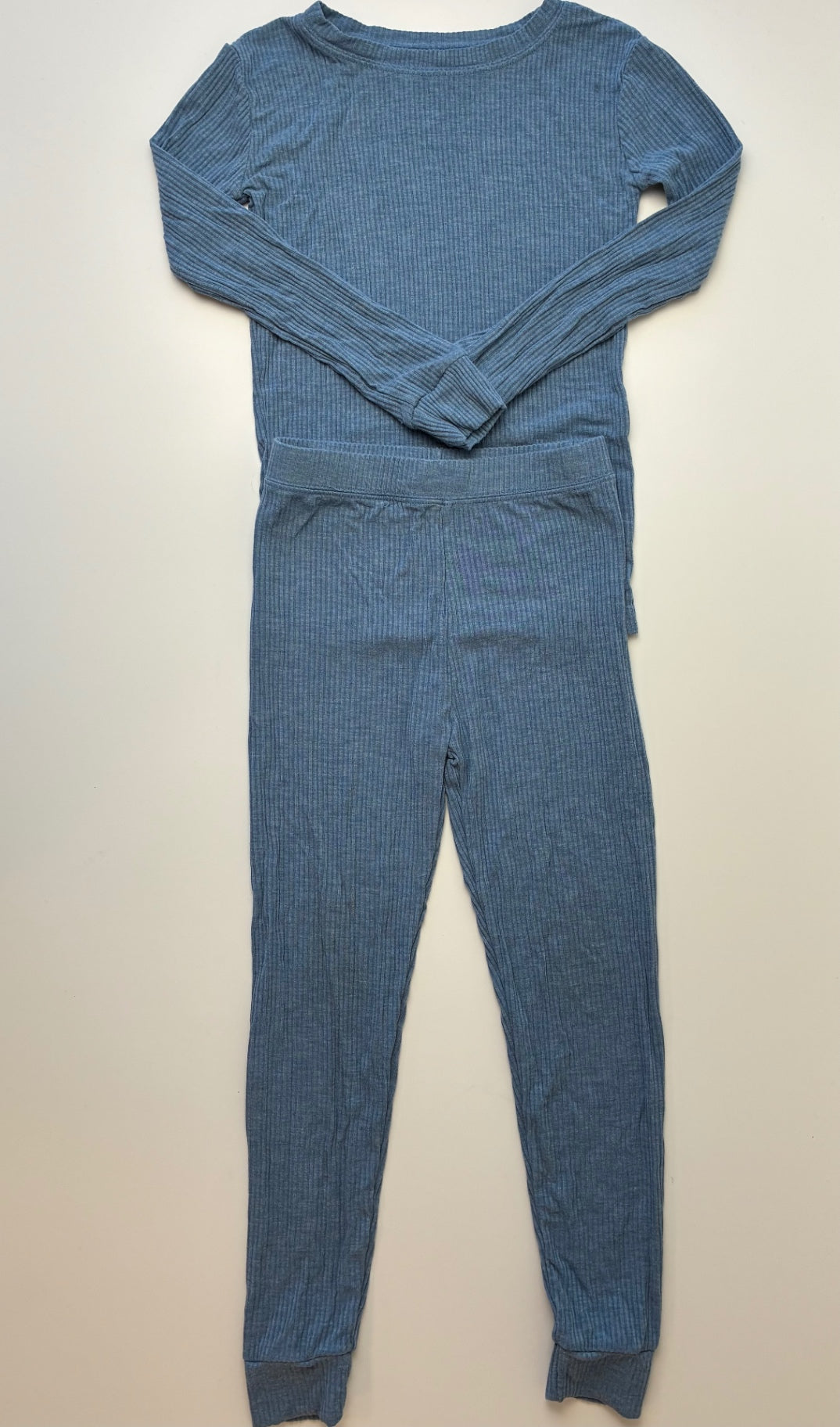 Little Sleepies 2 Piece Ensemble - Blue Ribbed Long Pajamas | size 4T