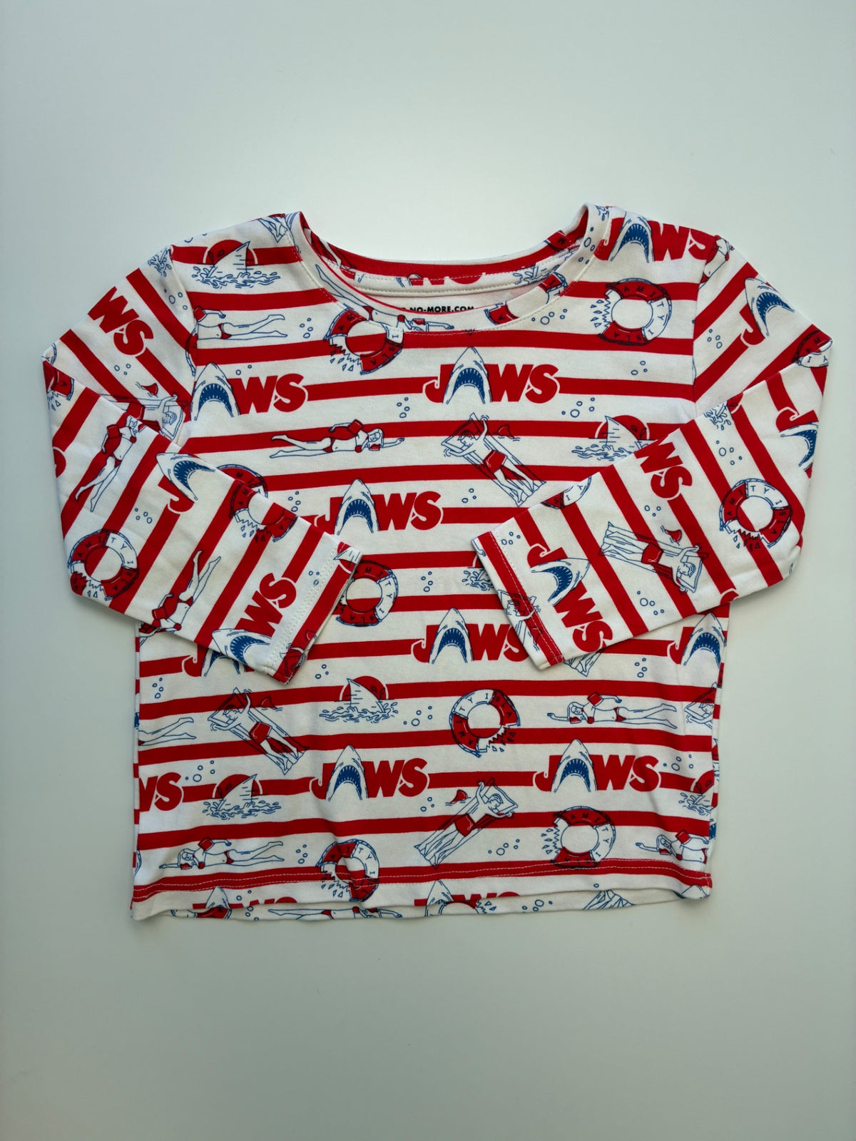 Sleep No More Long Sleeve T-Shirt - Red Jaws 100% Organic Cotton | size 18 - 24 Months