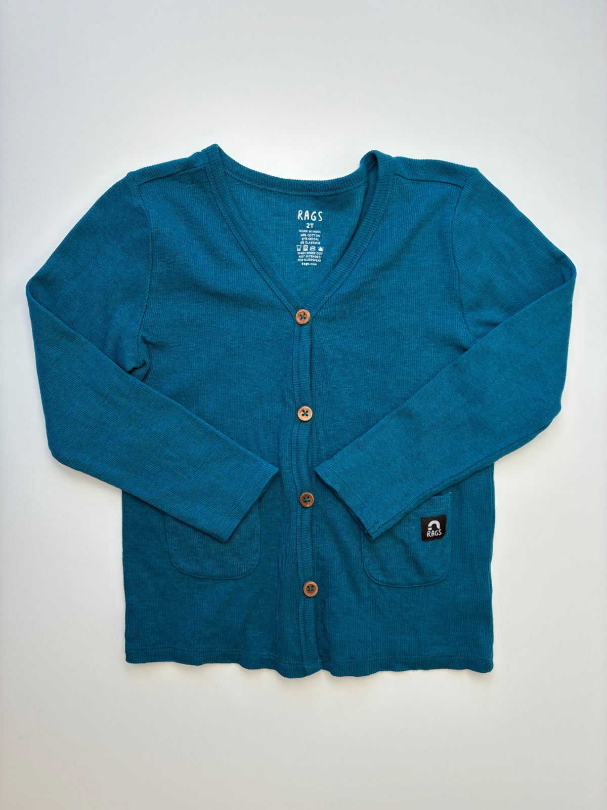 Rags Sweater - Blue Ribbed Cardigan | size 2T