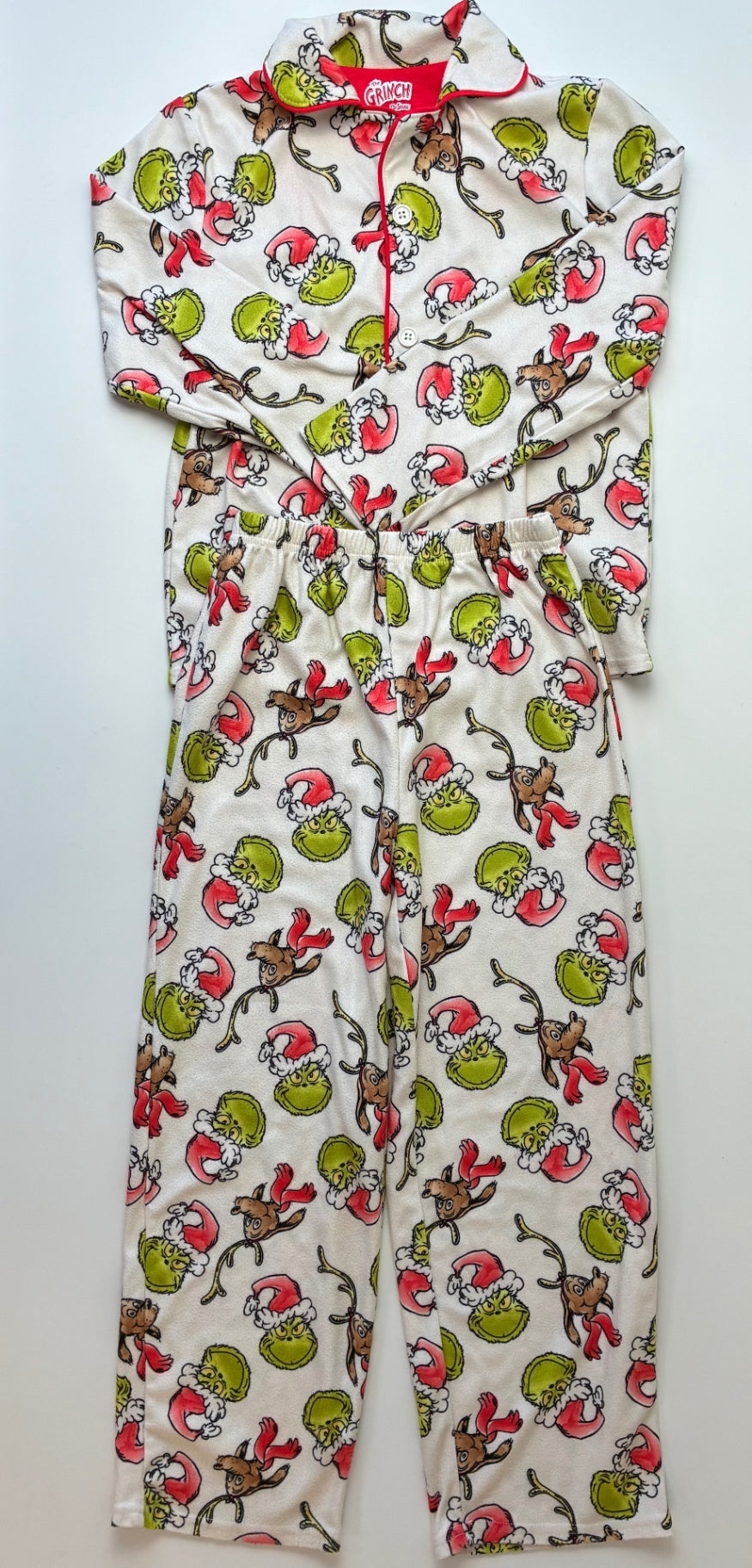 The Grinch 2 Piece Ensemble - Cream Fleece Pajamas | size 8