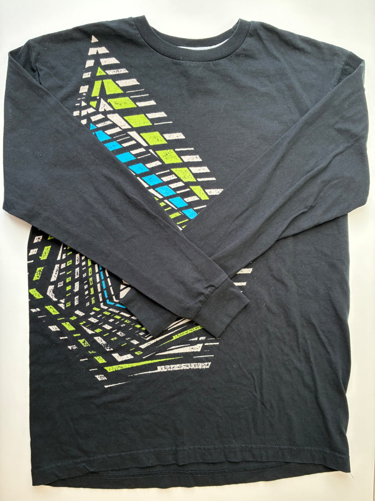 Volcom Long Sleeve T-Shirt - Black Abstract Logo Graphic | size 14/16
