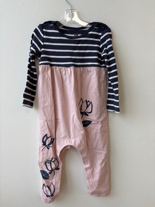 Tea | 12 - 18 Months | Jumper - Pink - Stripes and Flowers