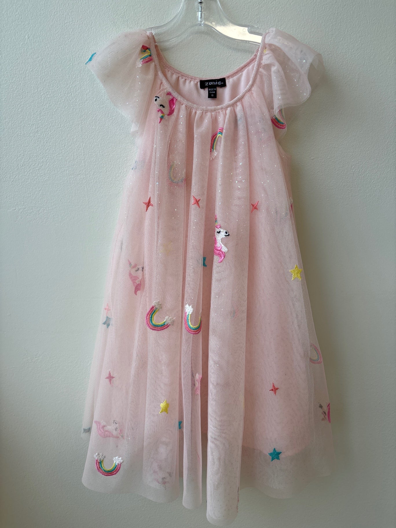 Zunie | 6 | Dress - Pink - Unicorn Rainbow Embroidered