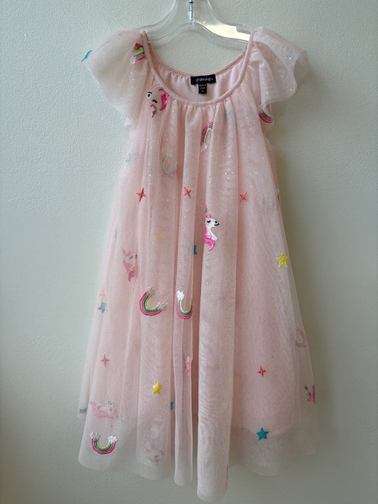 Zunie | 6 | Dress - Pink - Unicorn Rainbow Embroidered
