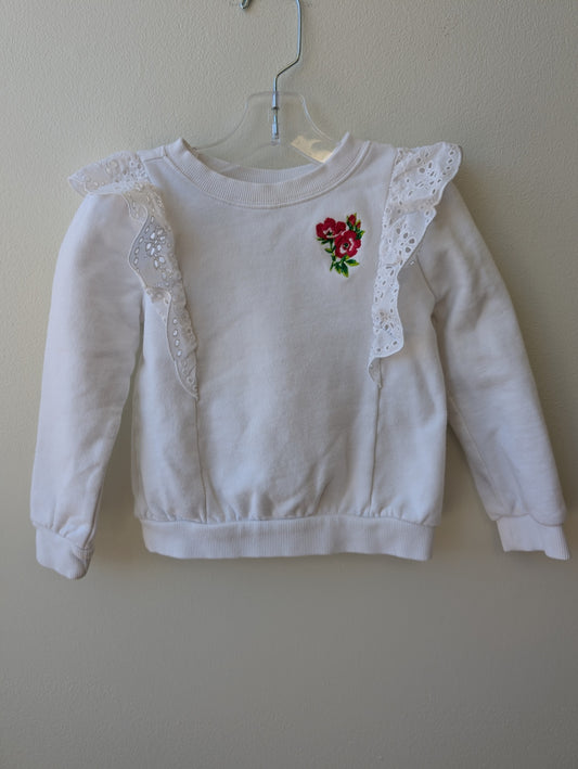 Janie and Jack | 3T | Sweatshirt - White - Embroidered Flower