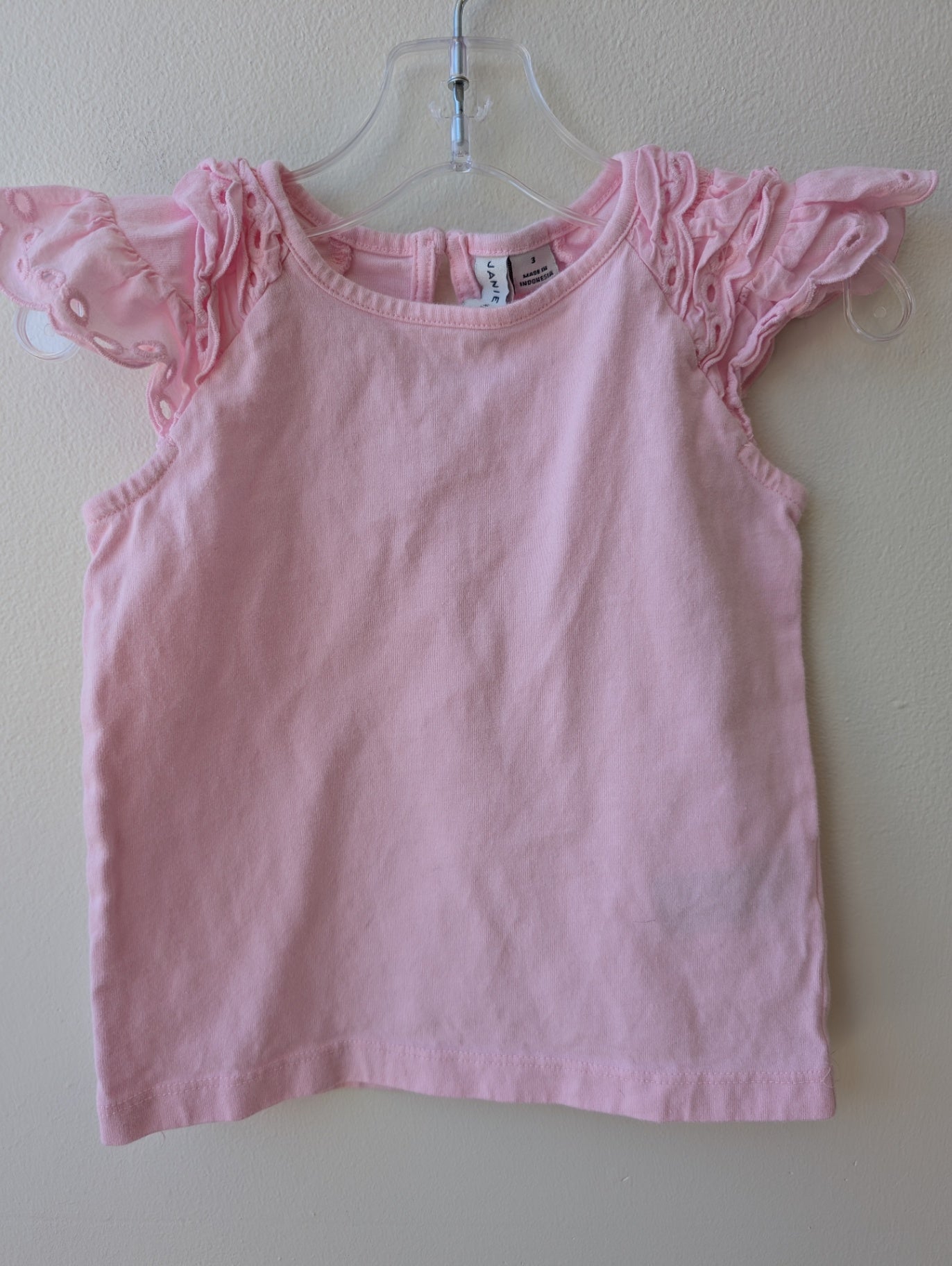 Janie and Jack | 3T | Tank Top - Pink - Eyelet Sleeve