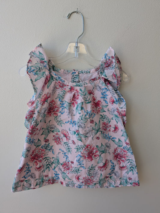 Janie and Jack | 3T | Shirt - Pink - Floral Flutter Sleeve