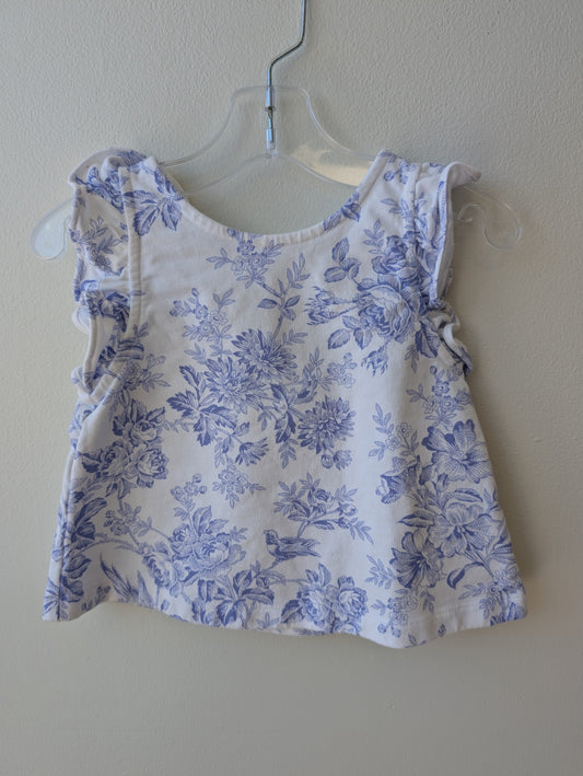 Janie and Jack | 3T | Shirt - White - Floral Flutter Sleeve
