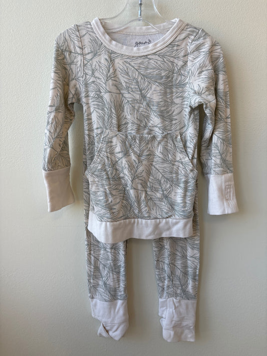 Goumi | 4T | 2 Piece Ensemble - Ivory - Green Print