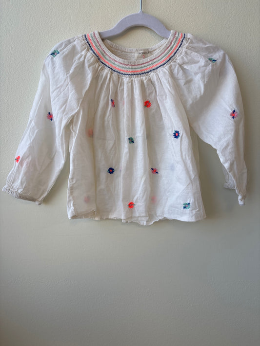 Crewcuts | XS | Shirt - White - Embroidered Flowers