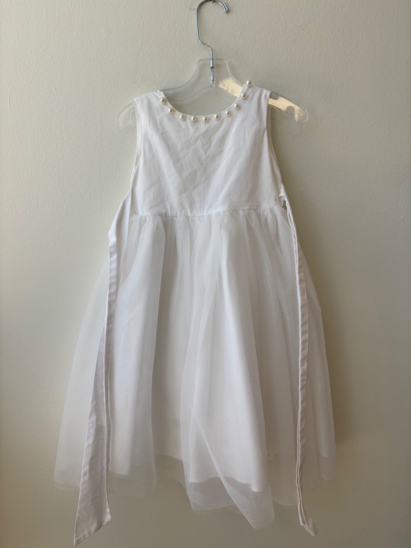 Only Little Once | 2T | Dress - White - Tulle with Pearl Accent