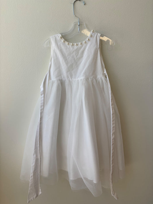 Only Little Once | 2T | Dress - White - Tulle with Pearl Accent