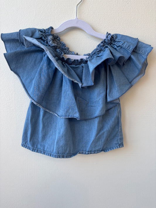 Mayoral | 4T | Shirt - Blue - Chambray with Ruffles