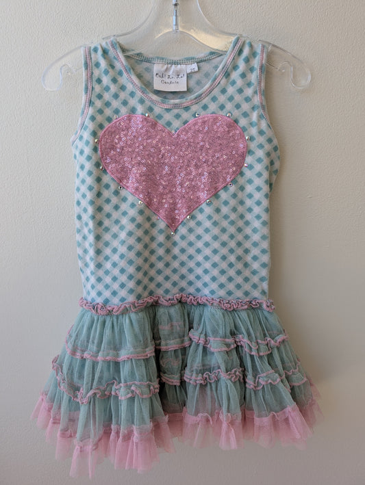 Ooh La La | 2T | Dress - Green - Sequin Heart Detail with Tulle