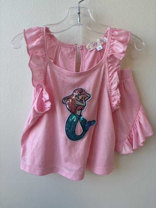 Sara Sara | 5T | 2 Piece Ensemble - Pink - Sequin Mermaid