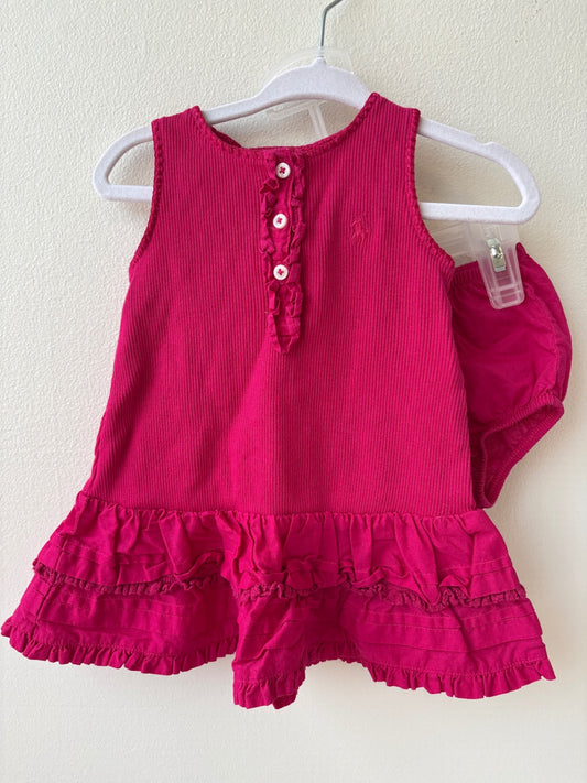 6 Months | 6M | Dress - Pink - with Bloomers