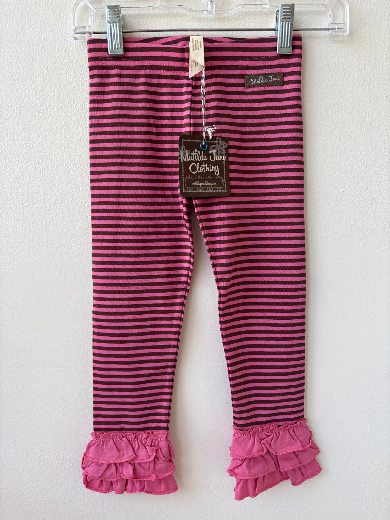 Matilda Jane | 4T | Leggings - Pink - Stripe with Ruffle Detail