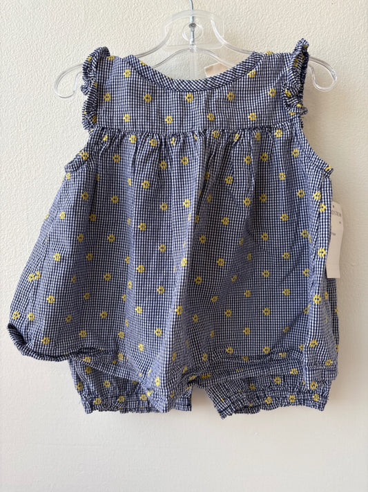 Tucker + Tate | 18 Months | 2 Piece Ensemble - Navy - Gingham with Embroidered Flowers