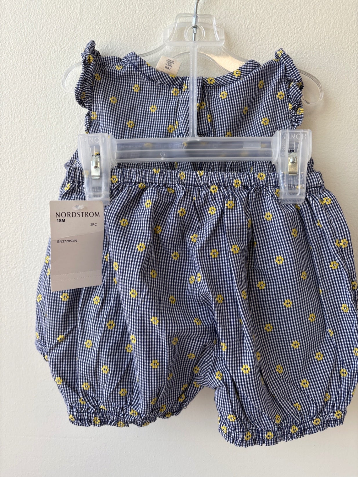 Tucker + Tate | 18 Months | 2 Piece Ensemble - Navy - Gingham with Embroidered Flowers